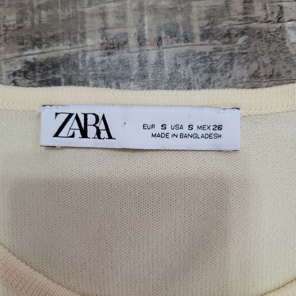 Zara Cream Draped Knitted Dress Size Small - Picture 7 of 7